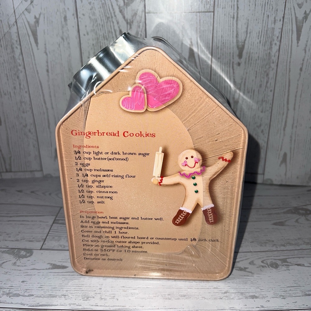 2 Tin Box Company Gingerbread House Tin w/Baking Recipe & Cookie Cutter Included - Picture 9 of 11